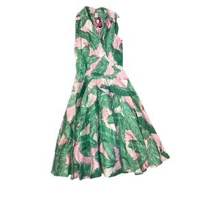 Pinup Couture Edie Dress Palm Spring Print Women's Sz Med Retro
